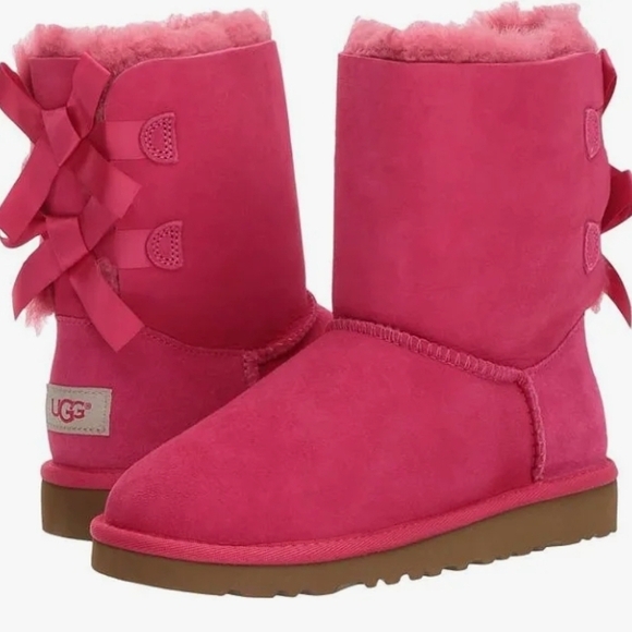 UGG Other - UGG Fuchsia Boots with Bows Kids Size 5/ Womens's 7